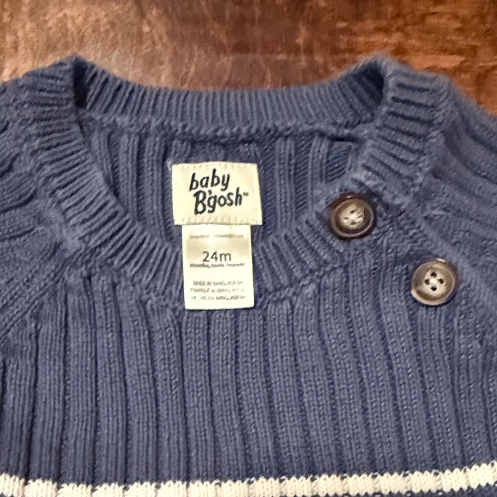 OshKosh B'gosh Blue and White Striped Knit Matching Set size 24m